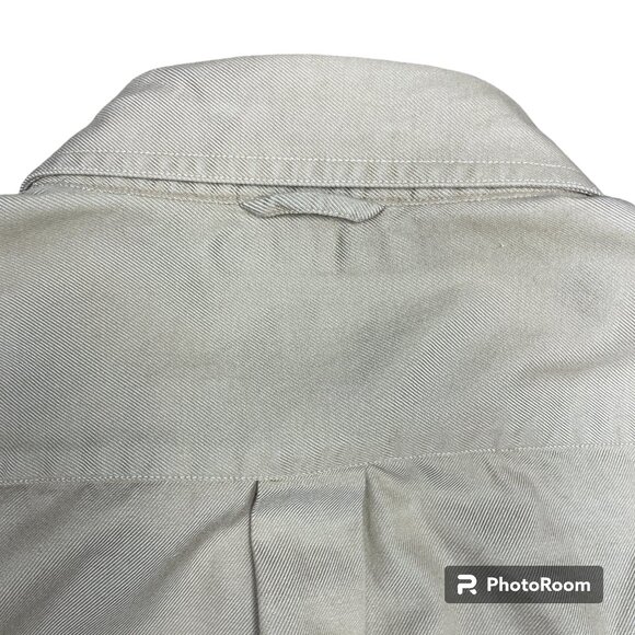 Men's TOMMY HILFIGER 80's 2 Ply Fabric Button-Down Dress Shirt Tan- Size XL - Picture 9 of 10